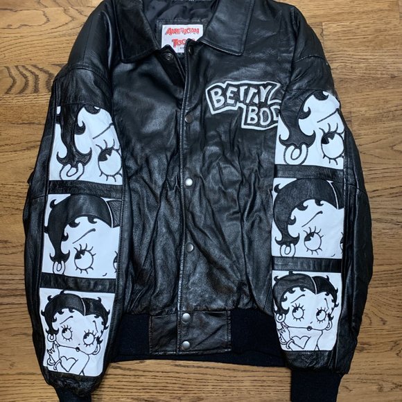 Vintage Betty Boop American Toons Adult Leather Jacket Size Large - Picture 5 of 8